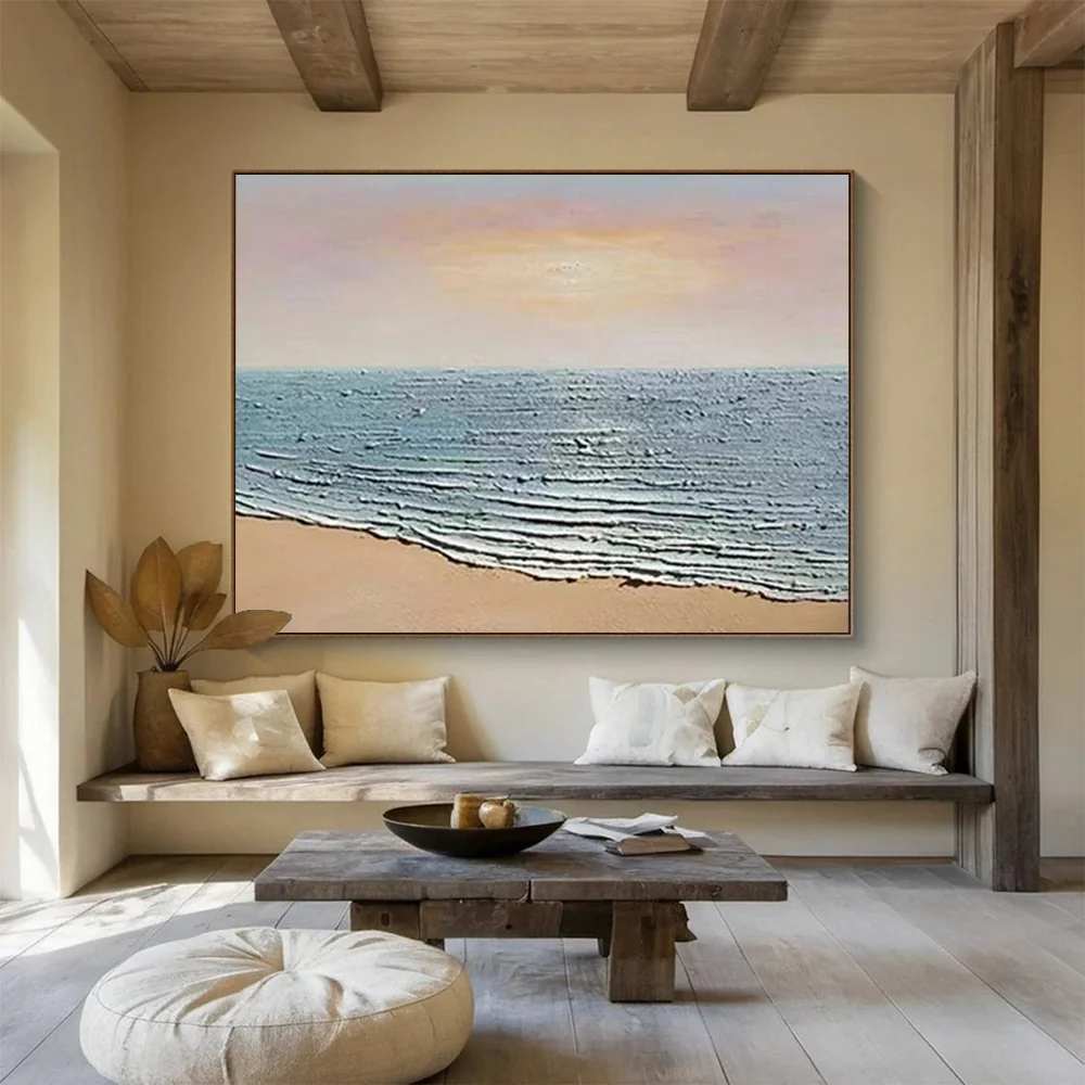 Seashore Original Living Coastal Abstract Wall Art K38U6